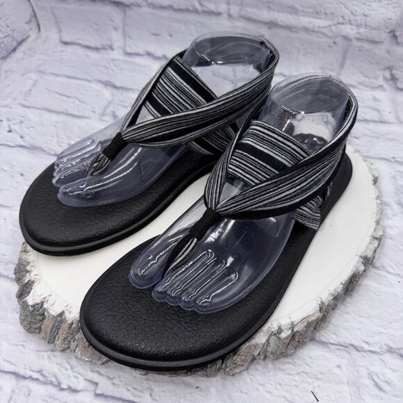 Sanuk Women's Size 10 Yoga Sling 2 Sandals Black and White - Picture 8 of 11
